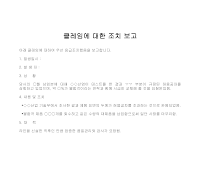 보고서 (클레임조치) 보고서 (클레임조치)